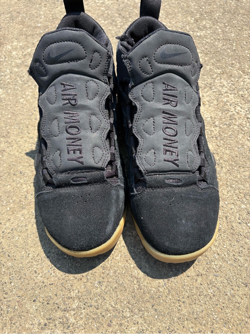 Nike Black Air Money Sneakers with Gum Outsole